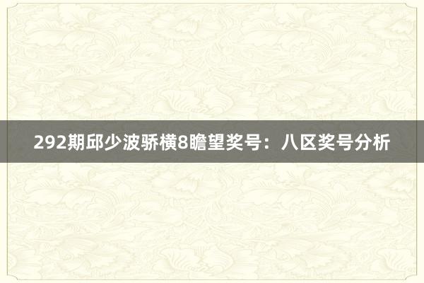 292期邱少波骄横8瞻望奖号：八区奖号分析